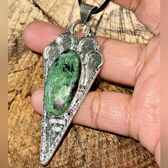 Ruby Zoisite Pendant 2 1/4” - Picture 5 of 8